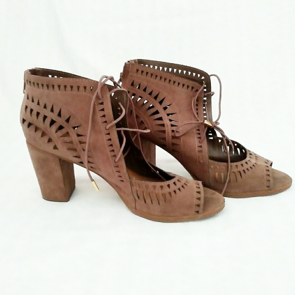 Heart n D open toe lace heels
